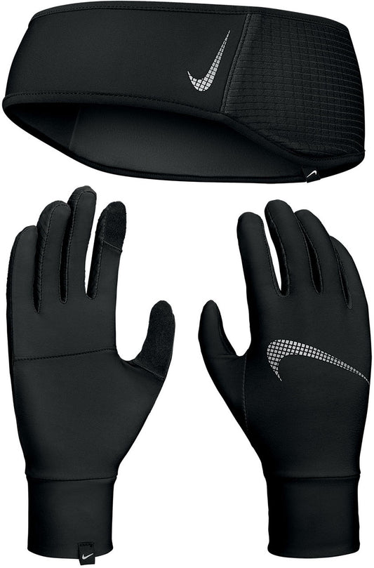 Nike Essentials Womens Running Headband And Glove Set - Black
