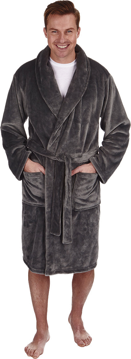 Pierre Roche Super Soft Mens Dressing Gown - Grey