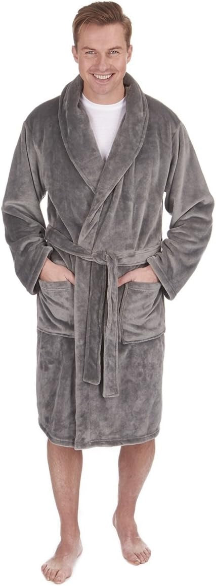 Pierre Roche Super Soft Mens Dressing Gown - Grey