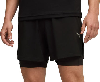 Puma 5 Inch DreamRun 2 In 1 Mens Running Shorts - Black