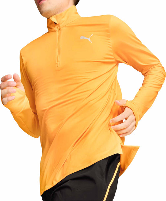 Puma Favourite Half Zip Long Sleeve Mens Running Top - Orange