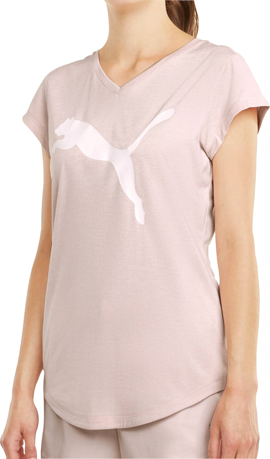 Puma Favourite Heather Cat Short Sleeve Womens Training Top - Pink