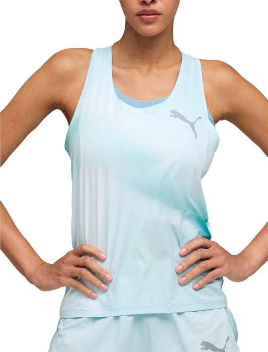 Puma LightSpeed UltraWeave Graphic Womens Running Vest Tank Top - Blue