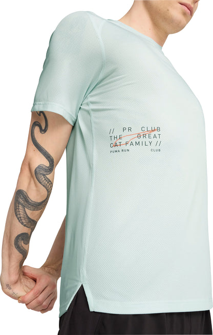 Puma Mesh Graphic Short Sleeve Mens Running Top - Blue
