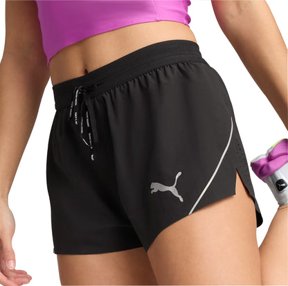 Puma Raceday UltraWeave 3 Inch Womens Split Running Shorts - Black
