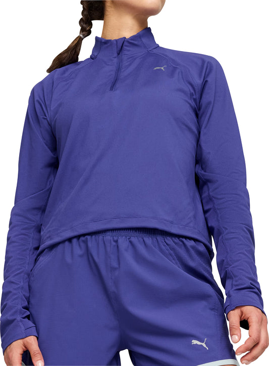 Puma Run CloudSpun Half Zip Long Sleeve Womens Running Top - Blue
