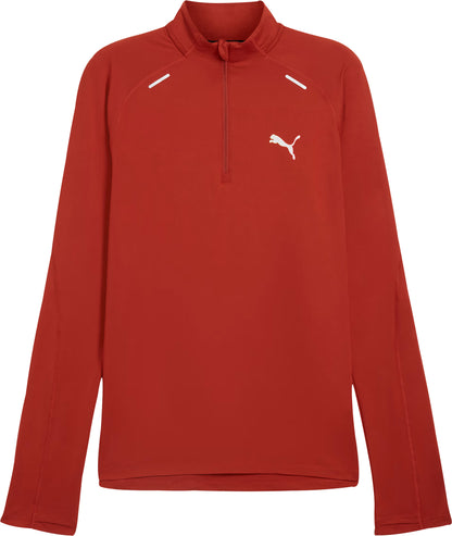 Puma Run Cloudspun Half Zip Long Sleeve Mens Running Top - Red