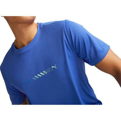 Puma Run Favourite Logo Short Sleeve Mens Running Top - Blue
