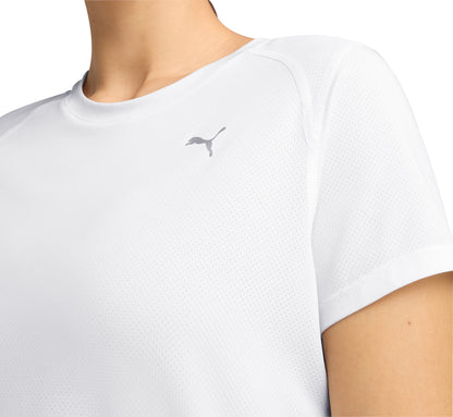 Puma Run Graphic Mesh Short Sleeve Womens Running Top - White