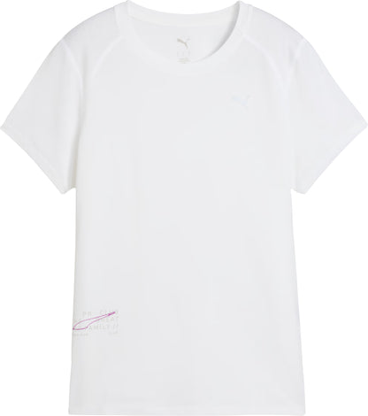 Puma Run Graphic Mesh Short Sleeve Womens Running Top - White