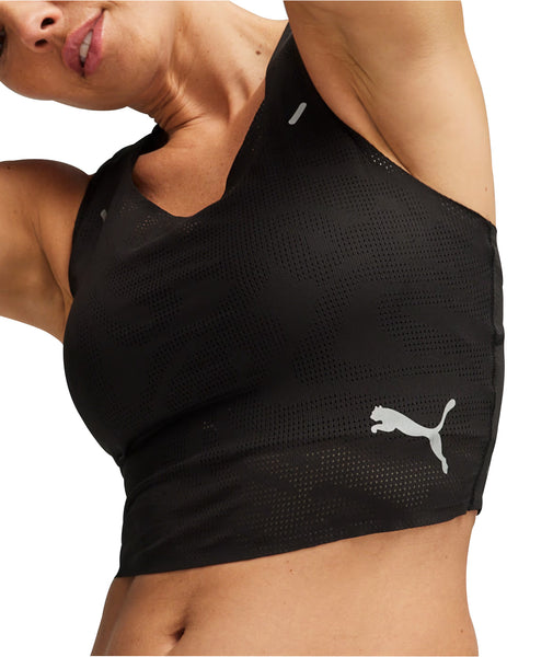 Puma Run Ultraspun Womens Running Crop Top Black Start Fitness