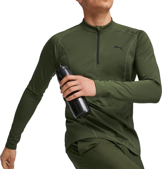 Puma Train Half Zip Long Sleeve Mens Training Top - Green