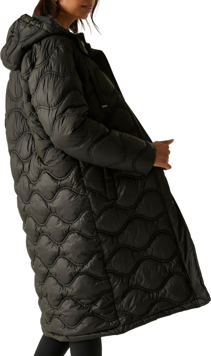 Regatta Embrie Longline Quilted Womens Padded Jacket - Black
