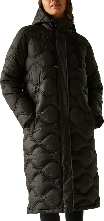 Regatta Embrie Longline Quilted Womens Padded Jacket - Black