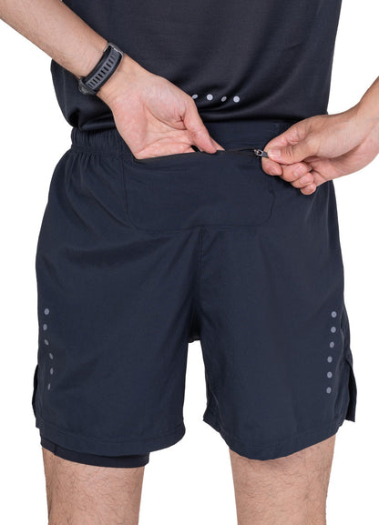 Ronhill Core 5 Inch Twin 2 In 1 Mens Running Shorts - Black