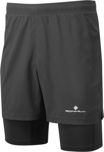 Ronhill Core 5 Inch Twin 2 In 1 Mens Running Shorts - Black