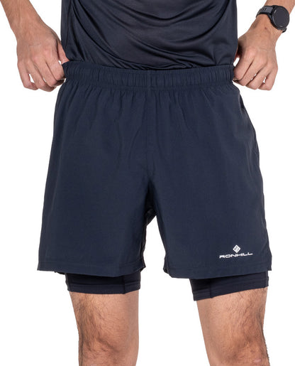 Ronhill Core 5 Inch Twin 2 In 1 Mens Running Shorts - Black