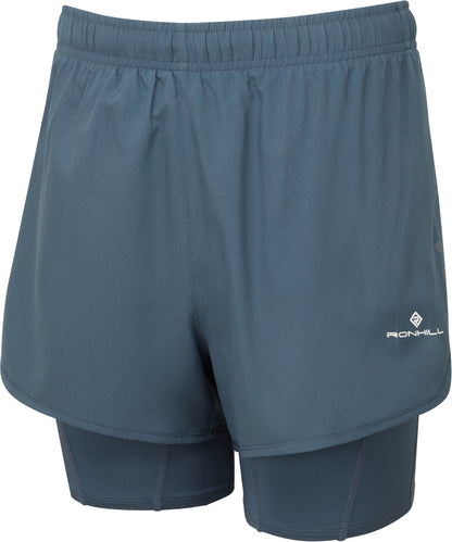 Ronhill Core Twin 2 in 1 Womens Running Shorts - Grey