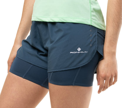Ronhill Core Twin 2 in 1 Womens Running Shorts - Grey
