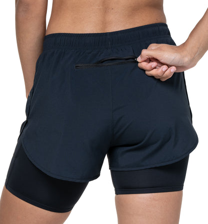 Ronhill Core Twin 2 In 1 Womens Running Shorts - Black