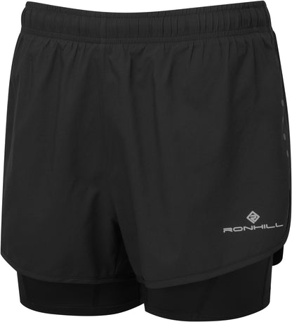 Ronhill Core Twin 2 In 1 Womens Running Shorts - Black