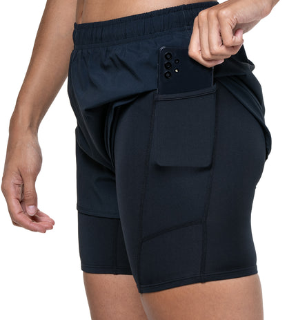 Ronhill Core Twin 2 In 1 Womens Running Shorts - Black