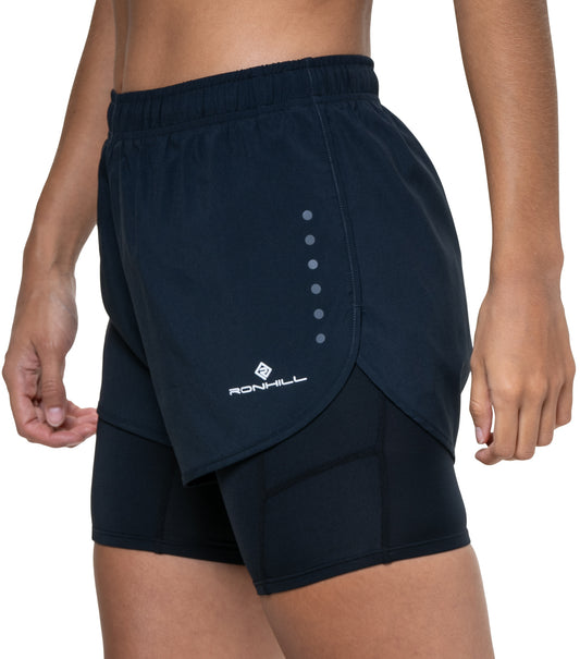 Ronhill Core Twin 2 In 1 Womens Running Shorts - Black