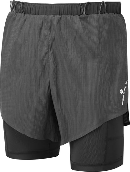 Ronhill Tech Race Twin 2 In 1 Mens Running Shorts - Black