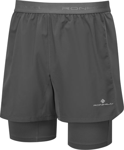 Ronhill Tech Twin 2 in 1 Mens Running Shorts - Grey