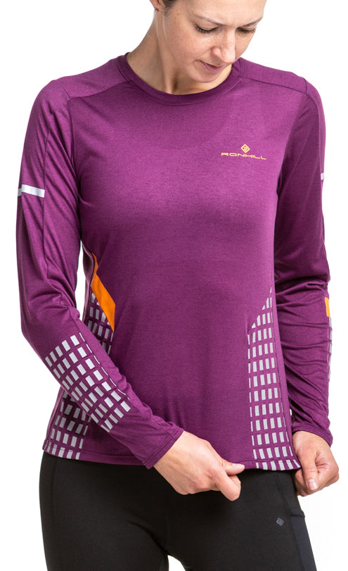 Ronhill Tech Afterhours Long Sleeve Womens Running Top - Purple