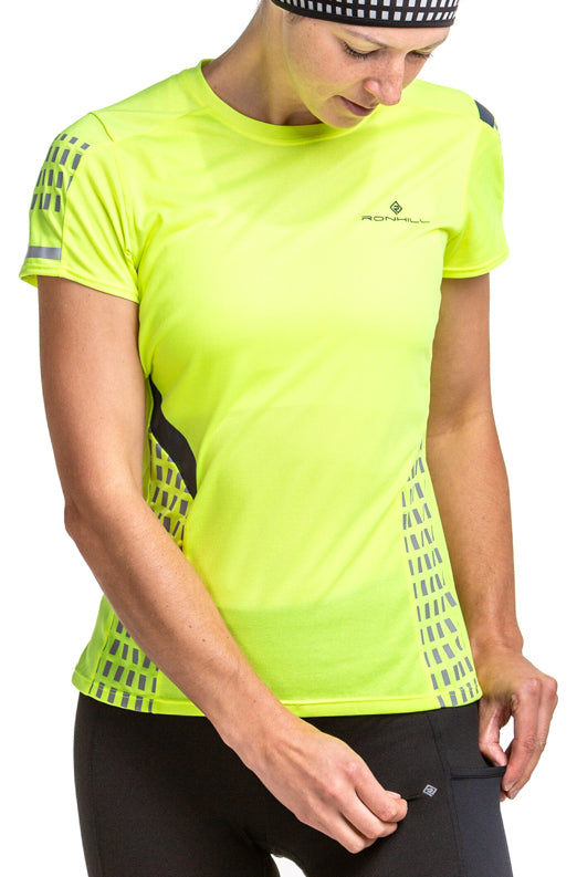 Ronhill Tech Afterhours Short Sleeve Womens Running Top - Yellow