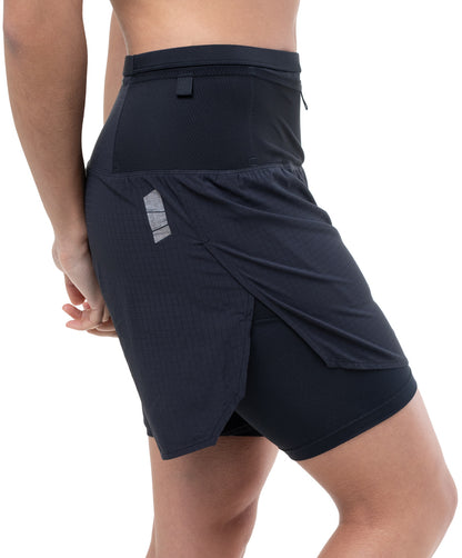 Ronhill Tech All Terrain Twin 2 in 1 Womens Running Shorts - Black