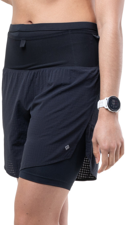 Ronhill Tech All Terrain Twin 2 in 1 Womens Running Shorts - Black