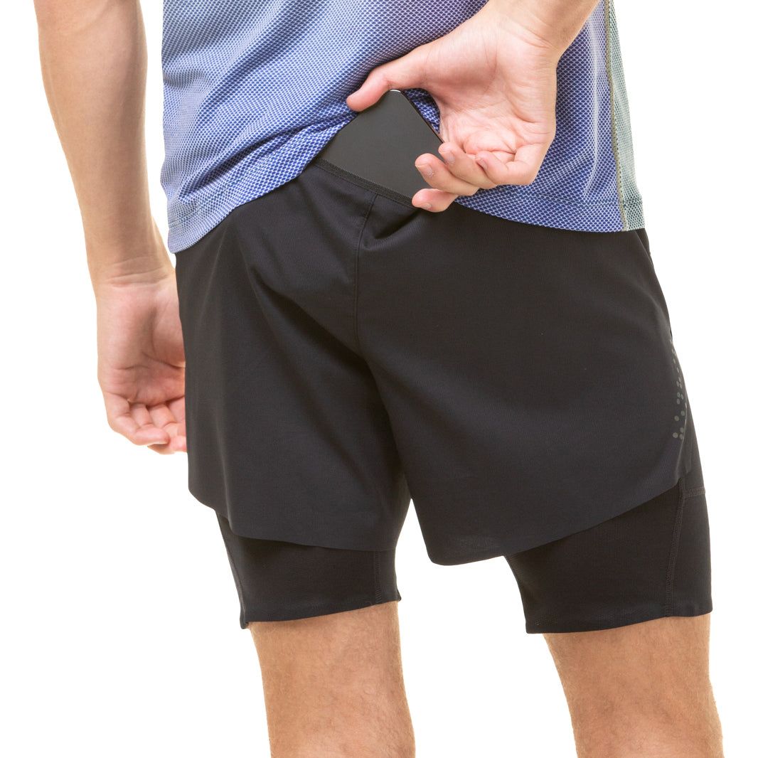 Ronhill Tech Distance Twin 2 In 1 Mens Running Shorts - Black