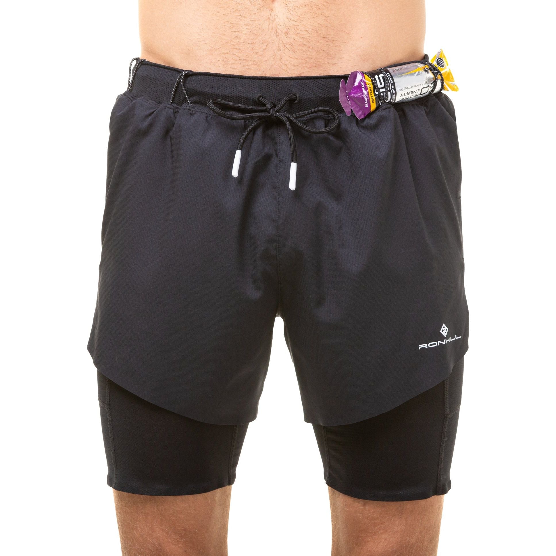 Ronhill Tech Distance Twin 2 In 1 Mens Running Shorts - Black