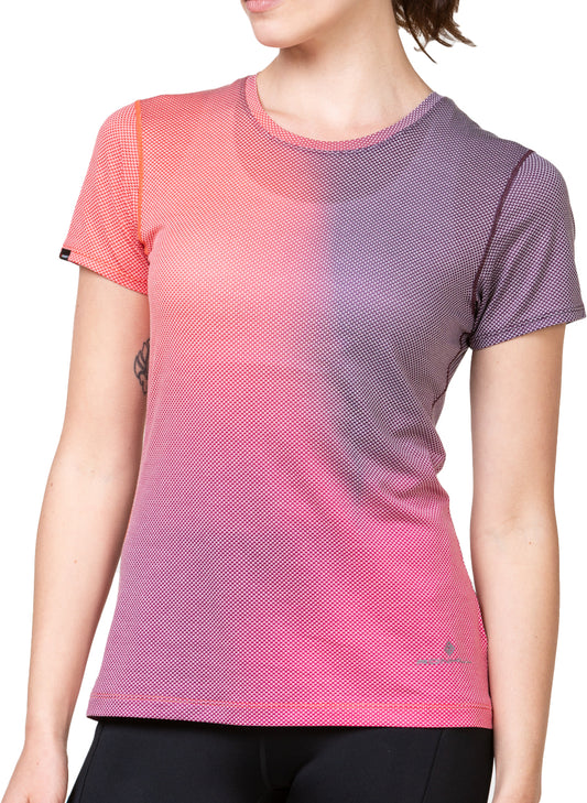 Ronhill Tech Golden Hour Short Sleeve Womens Running Top - Pink