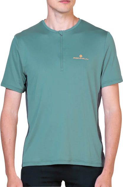 Ronhill Tech Half Zip Short Sleeve Mens Running Top - Green