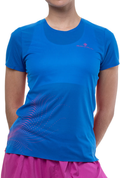 Ronhill Tech Race Short Sleeve Womens Running Top - Blue
