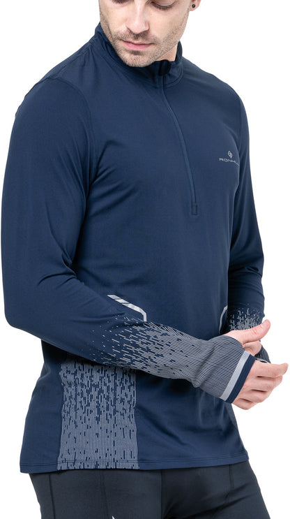 Ronhill Tech Reflect Half Zip Long Sleeve Mens Running Top - Blue