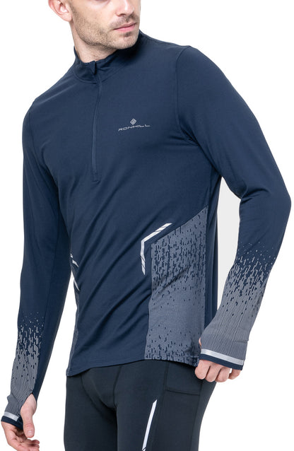 Ronhill Tech Reflect Half Zip Long Sleeve Mens Running Top - Blue