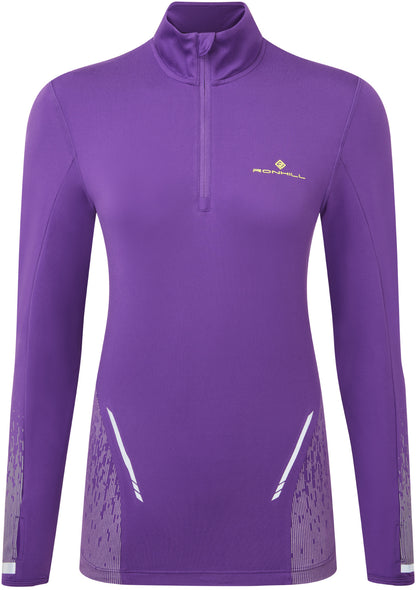 Ronhill Tech Reflect Half Zip Long Sleeve Womens Running Top - Purple