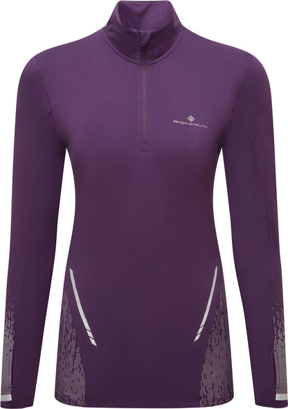Ronhill Tech Reflect Half Zip Long Sleeve Womens Running Top - Purple