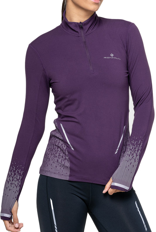 Ronhill Tech Reflect Half Zip Long Sleeve Womens Running Top - Purple
