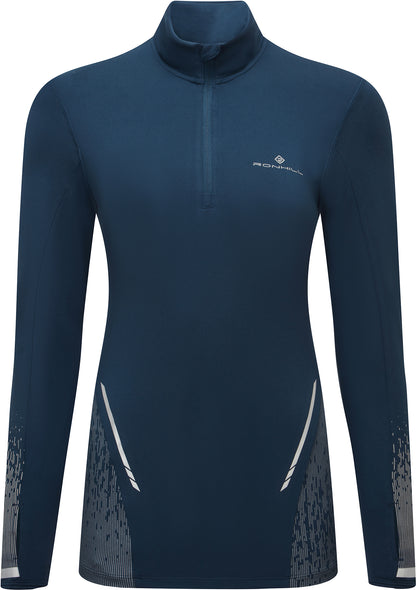 Ronhill Tech Reflect Half Zip Long Sleeve Womens Running Top - Blue