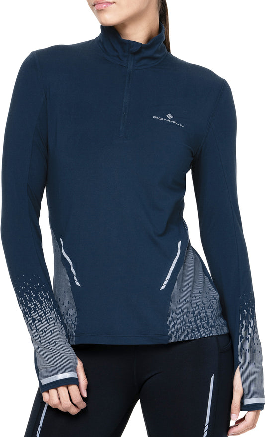 Ronhill Tech Reflect Half Zip Long Sleeve Womens Running Top - Blue