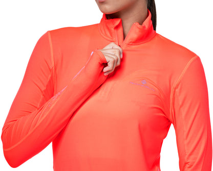 Ronhill Tech Reflect Half Zip Long Sleeve Womens Running Top - Pink