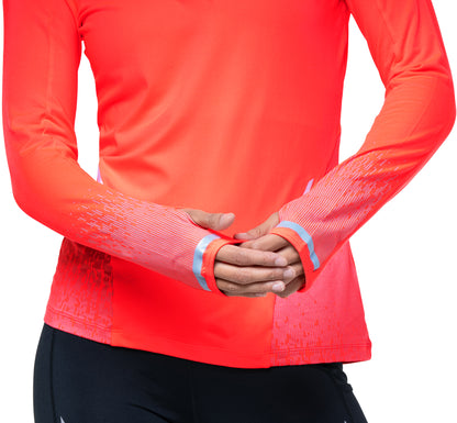 Ronhill Tech Reflect Half Zip Long Sleeve Womens Running Top - Pink