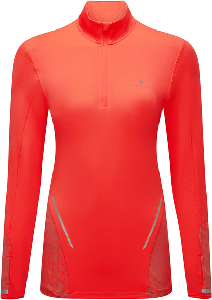 Ronhill Tech Reflect Half Zip Long Sleeve Womens Running Top - Pink