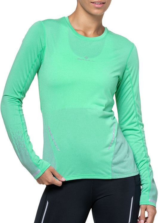 Ronhill Tech Reflect Long Sleeve Womens Running Top - Green