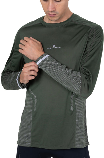 Ronhill Tech Reflect Long Sleeve Mens Running Top - Green